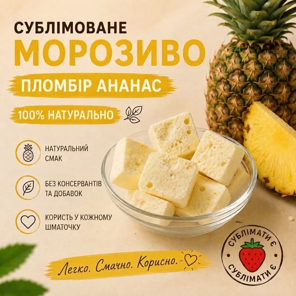 Сублімоване морозиво пломбір ананас 1 Сублімоване морозиво пломбір ананас 1