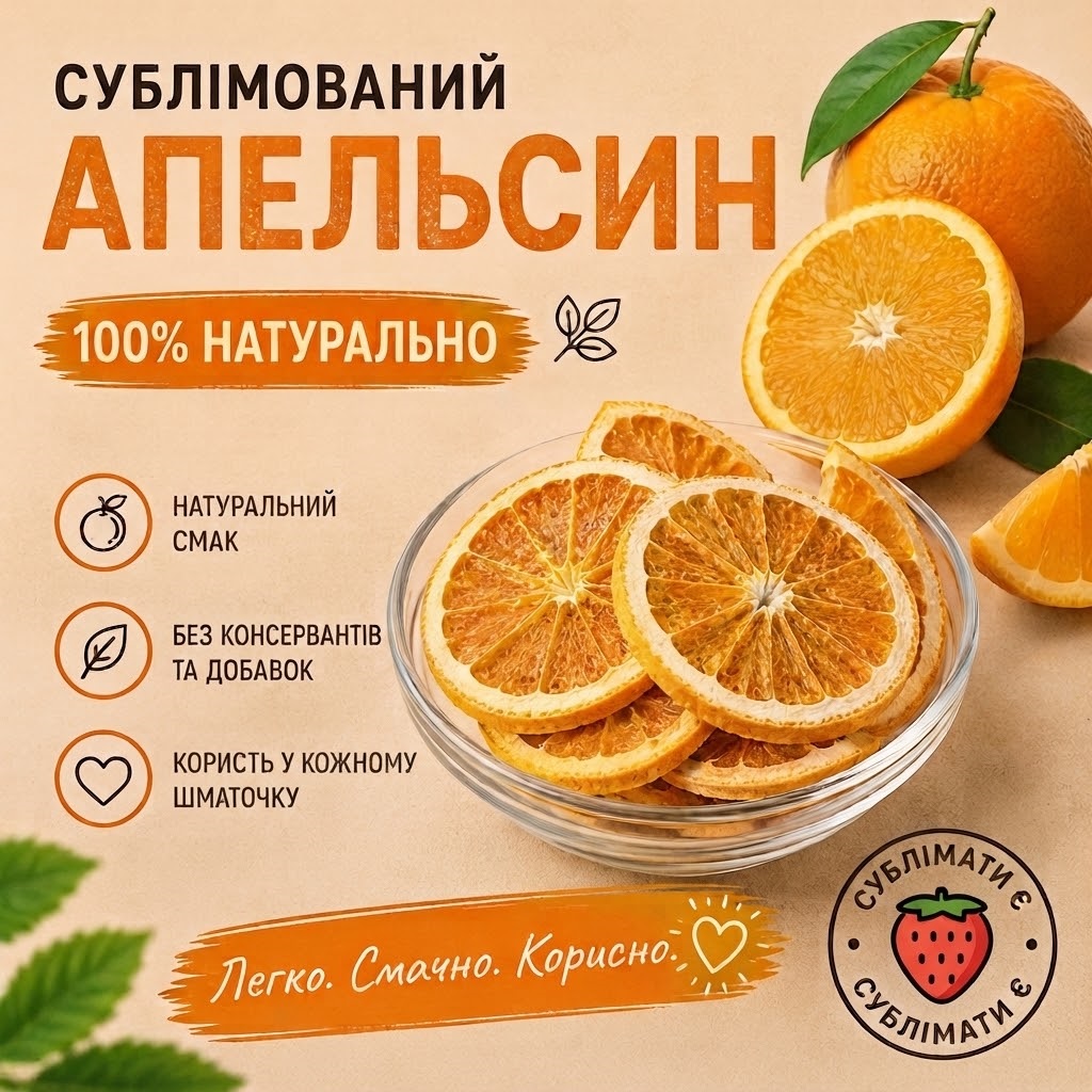 Сублімований апельсин натуральний фруктовий перекус Сублімований апельсин натуральний фруктовий перекус