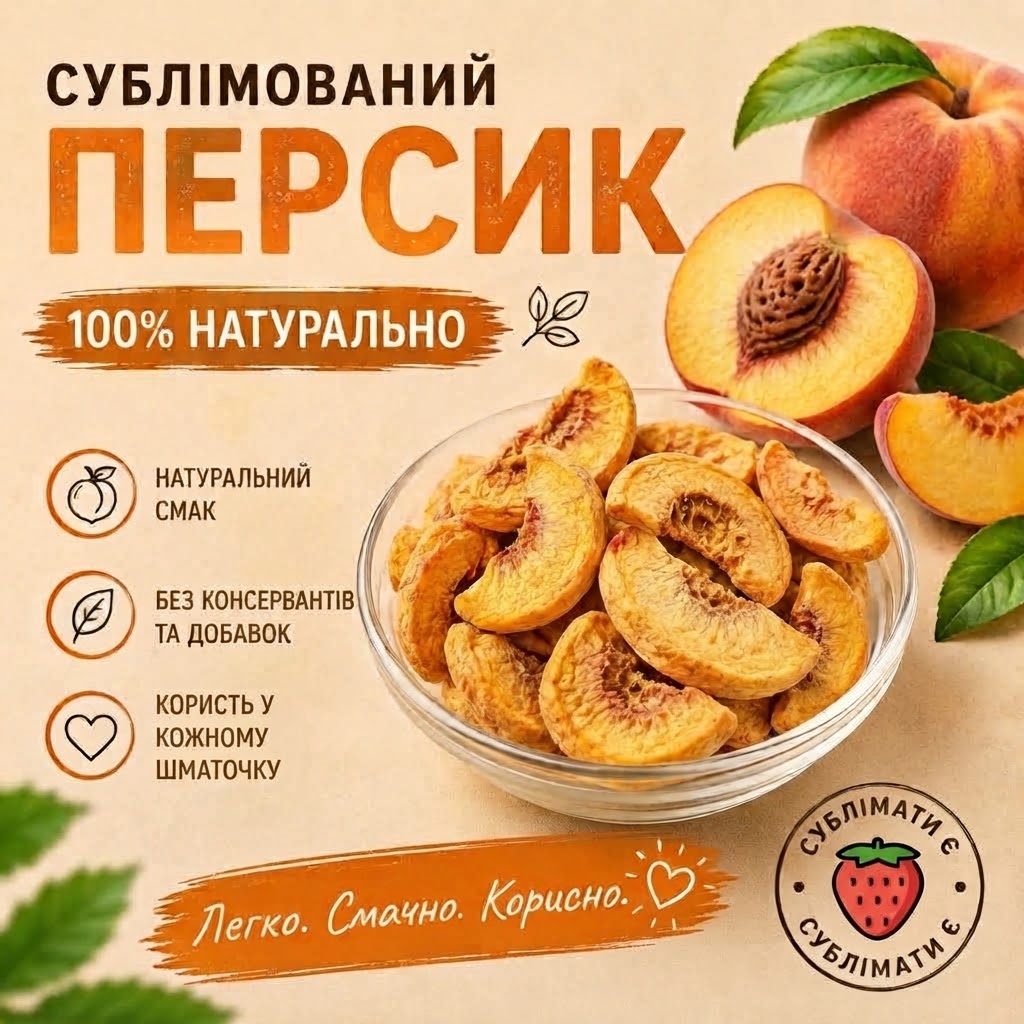Сублімований персик натуральний фруктовий перекус Сублімований персик натуральний фруктовий перекус